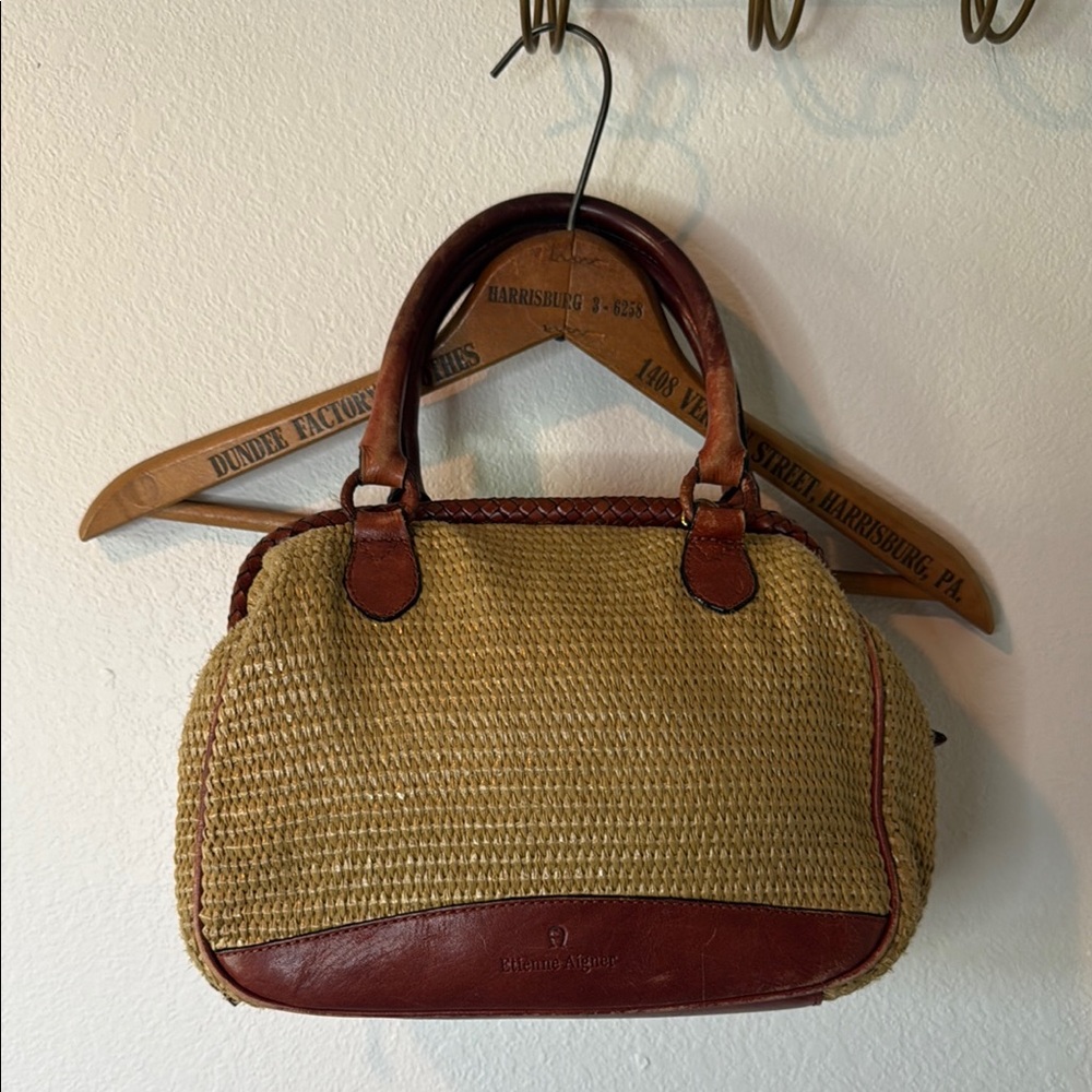 Etienne Aigner Tan and Leather Accent Bag